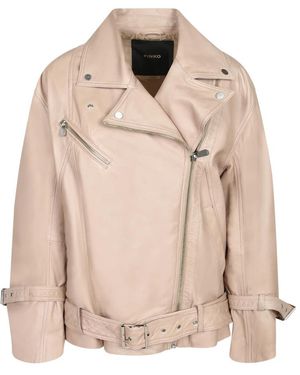 Pinko Leren Biker Jack - Naturel