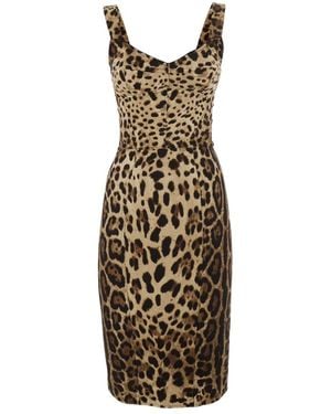 Dolce & Gabbana Leopardenmuster Midi-Kleid - Mettallic