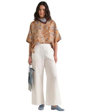 Maliparmi Linnen Jacquard Broek - Wit