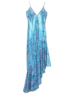 Etro Paisley-Patterned Midi Dress With Ruffles - Blue