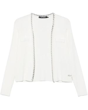 KARL LAGERFELD Gebreide Vest Met Kettingdetail - Wit