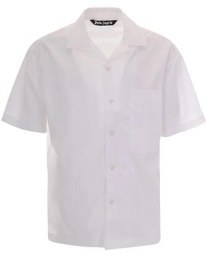 Palm Angels Overhemden ,Wit ,B Curved Logo Bowling Shirt