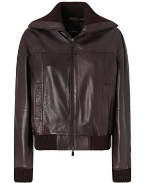 Pinko Jassen ,Bruin ,Leer Bluma Bomberjack - Zwart