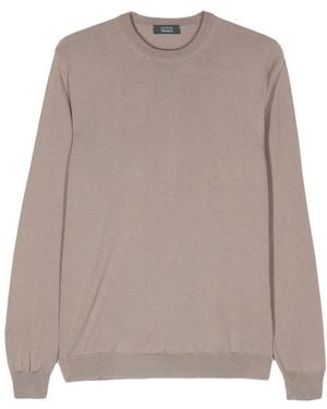 Zanone Round-Neck Knitwear - Brown