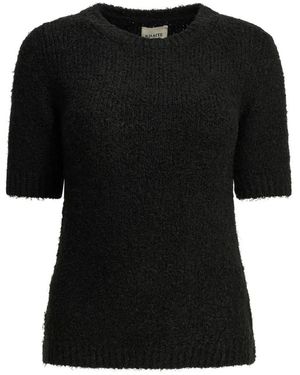 KHAITE Kurzärmeliger Pullover Aus Strukturiertem Strick - Schwarz