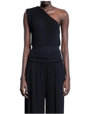 Thom Krom Schwarzes Vortex Off-Shoulder Ärmelloses Kleid