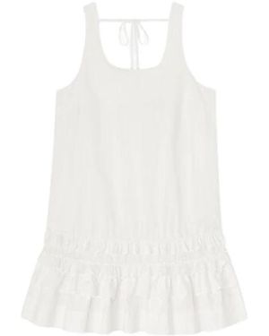 Ganni Kleedjes ,Wit ,Katoen Vestido Color Blanco