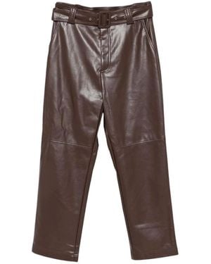 Twinset Broek Met Riem Van Imitatieleer Met Wijde Pijpen - Bruin