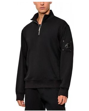 Moose Knuckles Hoodies & Sweatvesten ,Zwart ,Katoen Hartsfield 1/4 Zip Sweatshirt
