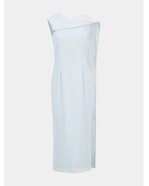 Roland Mouret Kleedjes ,Blauw ,Satijn Satijn Crepe Sjerp Midi Jurk