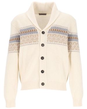 Corneliani Truien & Vesten ,Wit ,Kasjmier Sjaalkraag Kasjmier Vest - Naturel