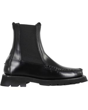 Hereu Schoenen ,Zwart ,Zwarte Enkellaars Met Ronde Neus