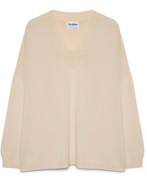 FIORELLA RUBINO Fein Gestrickter V-Ausschnittpullover - Natur