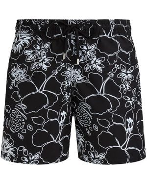 Vilebrequin Swim Shorts Tropical Turtles Ink - Zwart