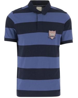 Emporio Armani Gestreiftes Baumwoll-Poloshirt Mit Logo - Blau