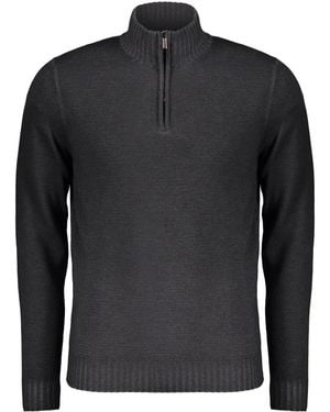Moorer Pullover Mit Reißverschluss Und Hohem Kragen - Schwarz