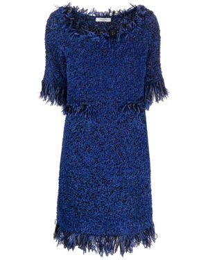 Charlott Königsblaues fransenbesatz wollkleid