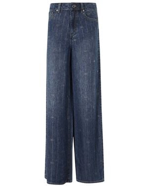 Self-Portrait Wide Jeans - Bleu