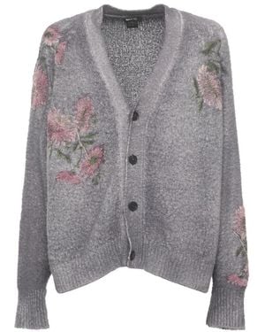 Avant Toi Truien & Vesten ,Grijs ,Katoen Floral Buttoned Cardigan