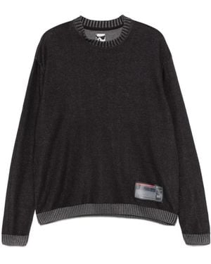 GR10K Gerippter Dunkelgrauer Pullover Lange Ärmel - Schwarz