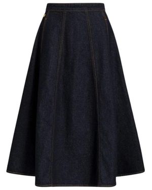 Alberta Ferretti Ausgestellter Denim-Midirock Mit Af-Logo - Blau