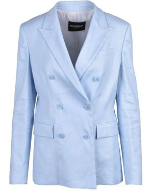 Dondup Jassen ,Blauw ,Linnen Doppiopetto Blazer