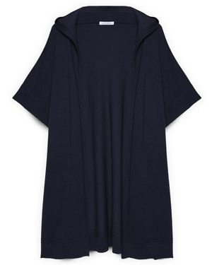 FIORELLA RUBINO Truien & Vesten ,Blauw ,Nylon Maxi Vest Met Capuchon