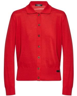 Versace Truien & Vesten ,Rood ,Katoen Logo Cardigan