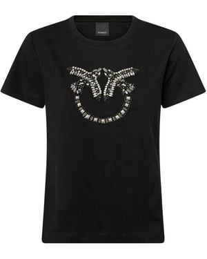 Pinko Tops ,Zwart ,Katoen Quentin T-Shirt Jersey