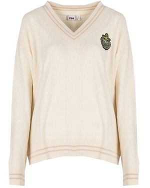Fila Lockerer v-ausschnitt pullover - Natur