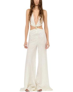 Roberto Cavalli Jumpsuit Met Wijde Pijpen - Wit