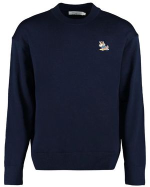 Maison Kitsuné Round-Neck Knitwear - Blue