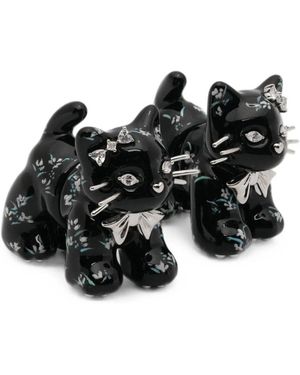 YVMIN Ohrringe Mit Katzenmotiv Und Kristallbesatz - Schwarz