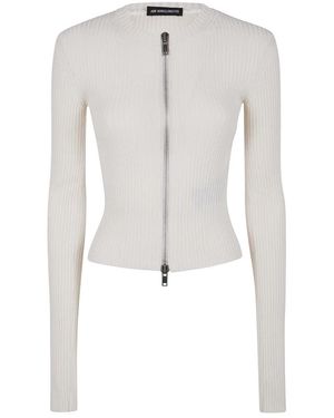 Ann Demeulemeester Truien & Vesten ,Katoen Gekropt Katoenen Vest Met Rits - Grijs