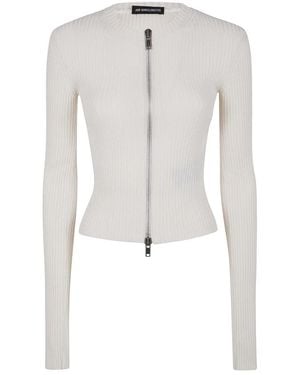 Ann Demeulemeester Gekürzter baumwollcardigan mit reißverschluss - Grau