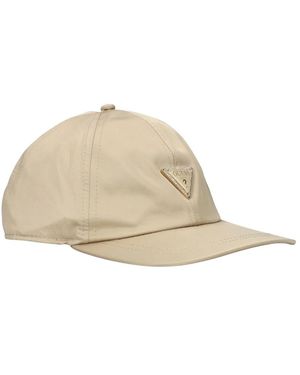 Guess Accessoires ,Polyester Baseballpet Met Driehoekig Logo Met Kristallen - Naturel