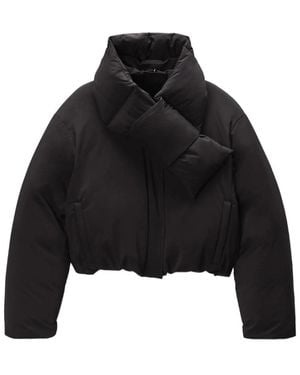 Alexander Wang Zwarte Hoge Kraag Afneembare Sjaal Jas