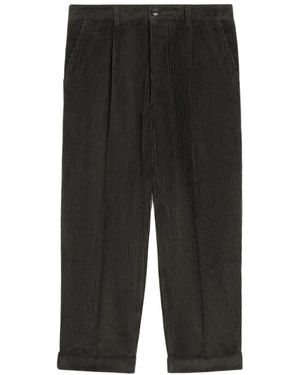 Ami Paris Charcoal Corduroy Pleated Cuffed Pants - Black