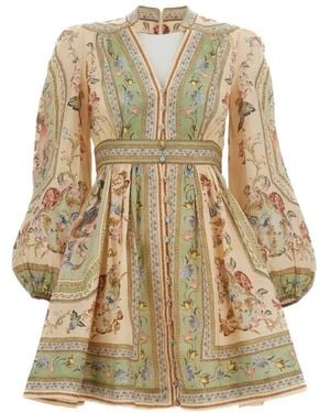 Zimmermann Roselight Plunge Mini Jurk - Naturel