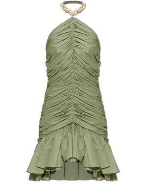 Balmain Korte Jurk Met Versierde Halslijn - Groen