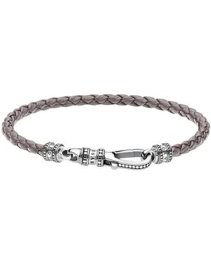 Thomas Sabo Accessoires ,Grijs ,Leer Gevlochten Leren Armband - Metallic