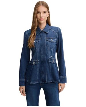 Joop! Eng Anliegende Jeansjacke Mit Verdecktem Druckknopfverschluss - Blau