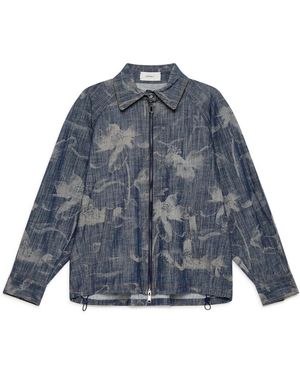 Maliparmi Jassen ,Blauw ,Denim Floral Denim Padded Coat
