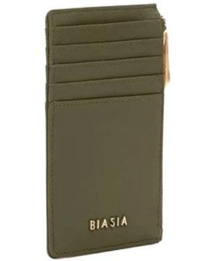 BIASIA Accessoires ,Groen ,Leer Zipped Card Holder