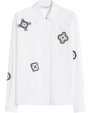 Max Mara Besticktes Popeline-Hemd - Weiß