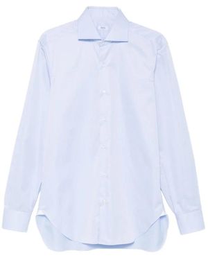 Barba Napoli Overhemden ,Blauw ,Katoen Overhemd Met Spread-Collar