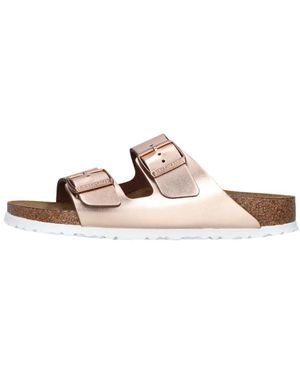 Birkenstock Arizona Met Shine Sliders - Pink