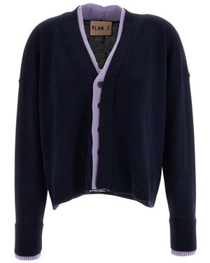 Plan C Truien & Vesten ,Blauw ,Wol Zachte Wol Vest