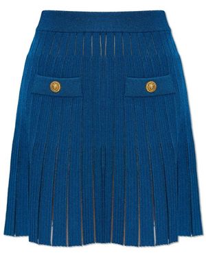 Balmain Rok Met Decoratieve Zakken - Blauw