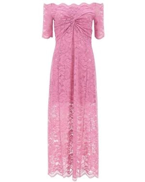 Rabanne Off-Shoulder Spitzen-Midikleid - Pink